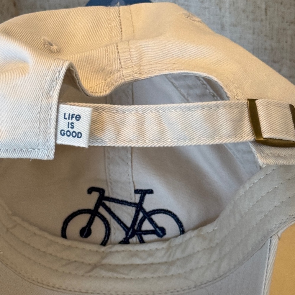 Life Is Good Tan Cap with Navy Bicycle Design - Picture 5 of 5